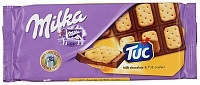 Шоколад молочный Milka с соленым крекером "Tuc" 87г