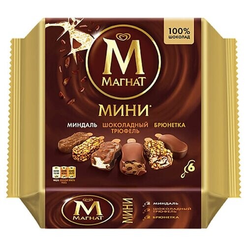 Мороженое Магнат Мини Миндаль Шоколадный трюфель и Брюнетка (6шт*49г) 294г