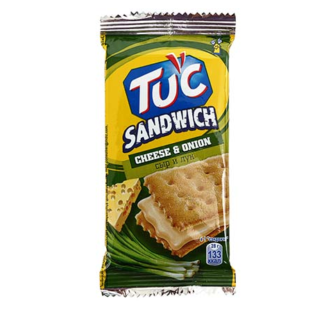 Крекер Tuc сэндвич со вкусом сыра и лука, 28г, в упаковке 16шт