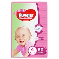 Подгузники для девочек Huggies Ultra Comfort 4, 8-14 кг, 80 шт.