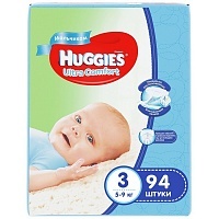 Подгузники для мальчиков Huggies, Ultra Comfort 3, 5-9 кг, 94 шт.
