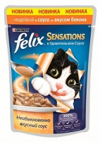 Влажный корм для кошек Felix Sensations индейка в соусе со вкусом бекона 85г
