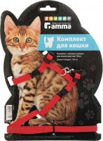 Комплект шлейка и поводок Gamma для кошек цветной 10мм