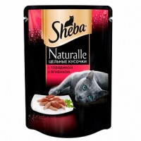 Влажный корм для кошек Sheba Naturalle цельные кусочки из говядины и ягненком 80г
