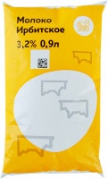Молоко ИРБИТСКОЕ пастеризованное питьевое 3,2% ф/п без змж 900мл