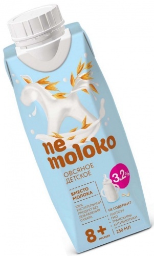 Напиток Ne moloko специализированный овсяный детский с 8 месяцев, 3,2%, 250мл