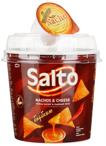 Чипсы Salto Nachos and Cheese (начос и сырный соус) барбекю 220г