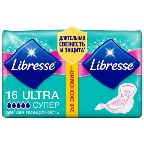 Прокладки Libresse Ultra Super с мягкой поверхностью, 16 шт.