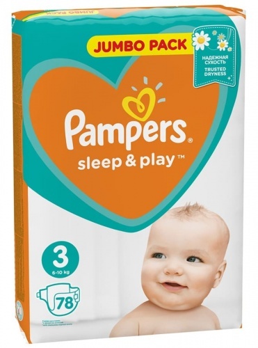 Подгузники Pampers Sleep&play размер 3, 6-10кг, 78шт