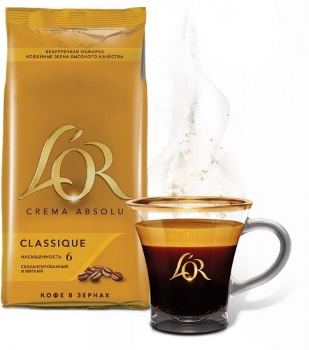 Кофе L’Or Crema Absolu Classique натуральный жареный в зернах 1кг