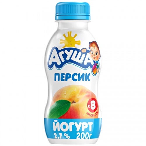 Йогурт питьевой Агуша Персик с 8 месяцев 2,7%, 200 гр