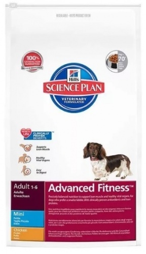 Сухой корм для взрослых собак мелких пород Hill's Science Plan Mini Advanced Fitness с курицей 800г