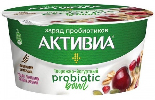 Продукт творожно-йогуртный Активиа Probiotic bowl с вишней тыквенными семенами и овсянкой 3,5%, 135г