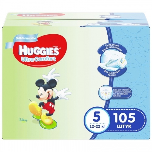 Подгузники для мальчиков Huggies Ultra Comfort 5, 12-22 кг, 105 шт.