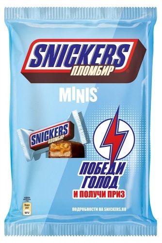 Шоколадные батончики Snickers Minis Пломбир, 180г