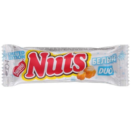 Конфета Nuts DUO покрытая белым шоколадом 60г