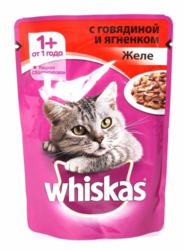 Корм влажный для кошек Whiskas Желе Говядина 85г