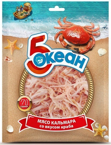 Мясо кальмара 5 Океан со вкусом краба, 70г