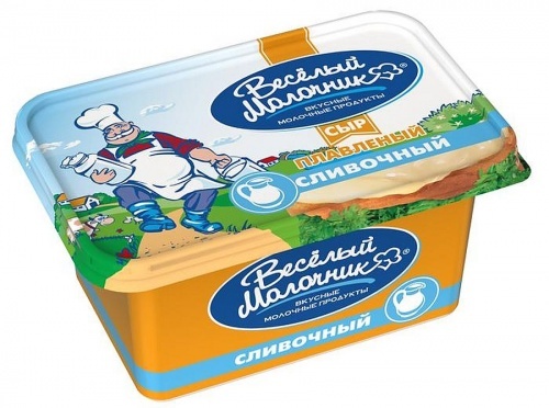Сыр Веселый молочник плавленый сливочный 45%, 400г