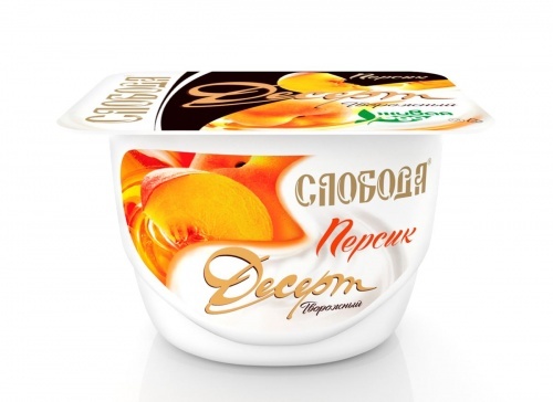 Десерт Слобода творожно-йогуртный с персиком, 4,9%, 125 г
