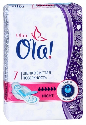 Прокладки OLA! Ultra Night шелковистая поверхность, 7 шт.