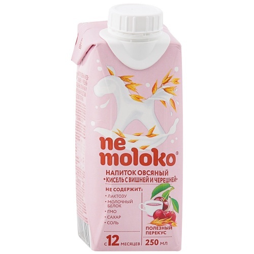 Напиток Nemoloko овсяный кисель с вишней и черешней для питания детей с 12 месяцев 250мл