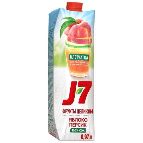 Сок J7 Персик-Яблоко с мякотью 0.97 л