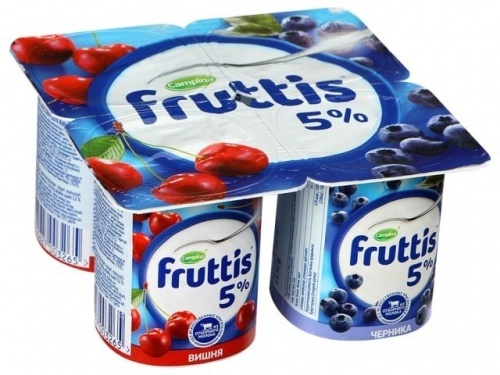 Йогуртный продукт Fruttis вишня черника 5%, 115г