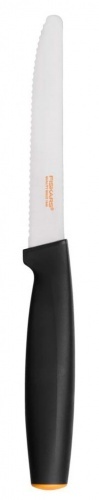 Нож для томатов Fiskars, зубчатый, 12 см, цвет серебристый, черный
