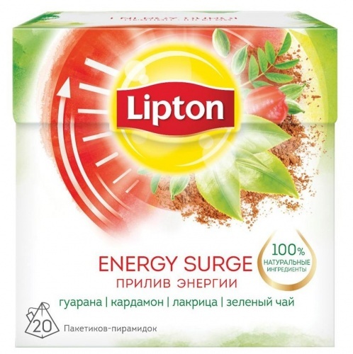 Чай Lipton Energy Surge зеленый с травами 20х1,6г
