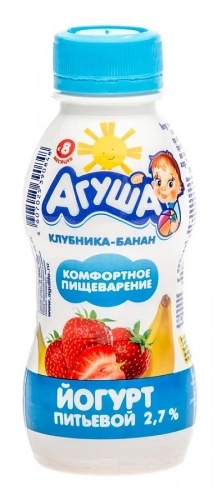 Йогурт питьевой Агуша Клубника-банан 2,7%, 200 гр
