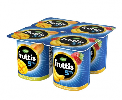 Йогуртный продукт Fruttis C манго и дыней/c бананом и клубникой 5%, 115г