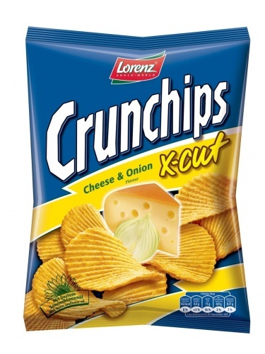 Чипсы Lorenz Crunchips X-Cut рифленые картофельные со вкусом сыра и лука 140г