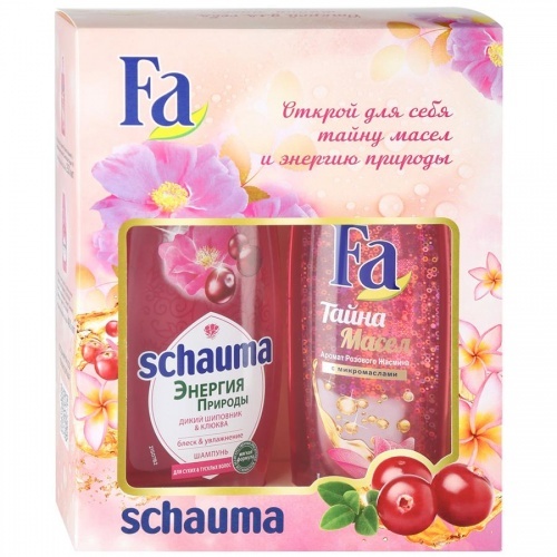 Набор подарочный Schauma Шампунь "Дикий шиповник&клюква" + Гель для душа "Тайна масел. Розовый жасмин"
