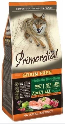 Сухой корм для собак Primordial Grain Free беззерновой с курицей и лососем 12кг