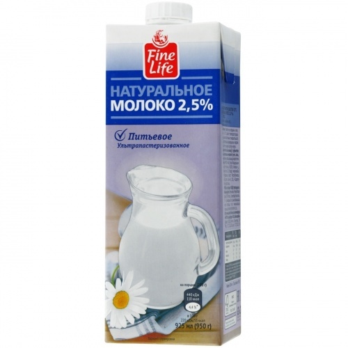 Молоко Fine Life ультрапастеризованное 2,5%, 950г