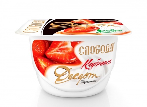 Десерт Слобода творожно-йогуртный с клубникой, 4,9%, 125 г