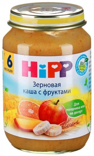 Пюре Hipp Зерновая каша с фруктами для детей с 6-ти месяцев 190г