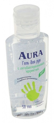 Гель для рук Aura с антибактериальным эффектом, 50 мл