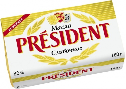 Масло President сливочное 82%, 180г