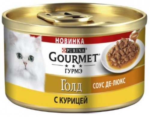 Консервированный корм для кошек Purina Gourmet Соус де-люкс с курицей в роскошном соусе 85г