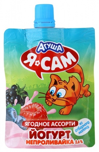 Йогурт Агуша Я Сам! питьевой Ягодное ассорти 2,6%, 85г