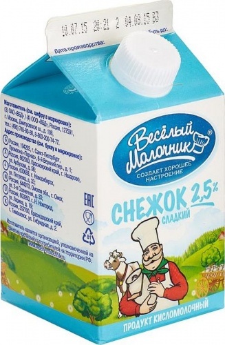 Снежок Веселый молочник сладкий 2,5%, 475 гр