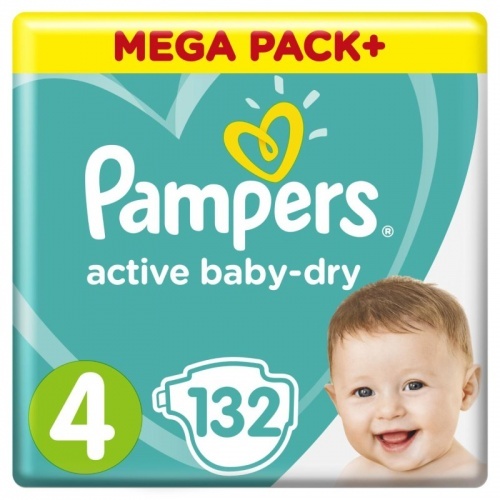 Подгузники Pampers Active Baby-Dry 4, 8 -14 кг, 132 шт.