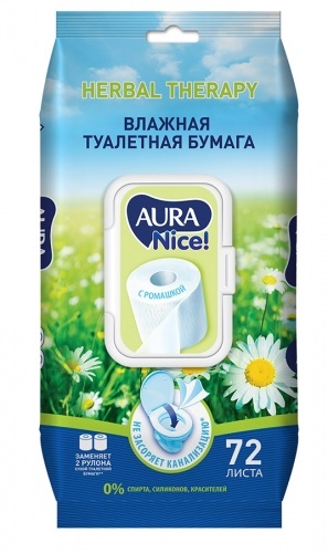 Туалетная бумага Aura влажная, 72 шт