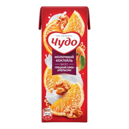 Коктейль молочный Чудо Грецкий орех-апельсин 2.0% 960г