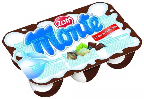 Десерт Zott Monte Шоколад и лесные орехи 13,3%, 55 гр