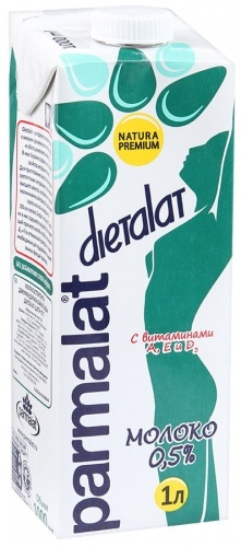 Молоко Parmalat ультрапастеризованное Диеталат 0,5%, 1л