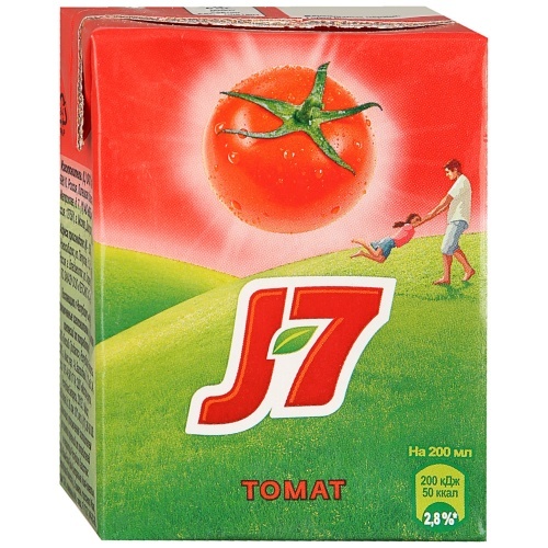 Сок J7 Томат с солью с мякотью 200мл упаковка 10шт