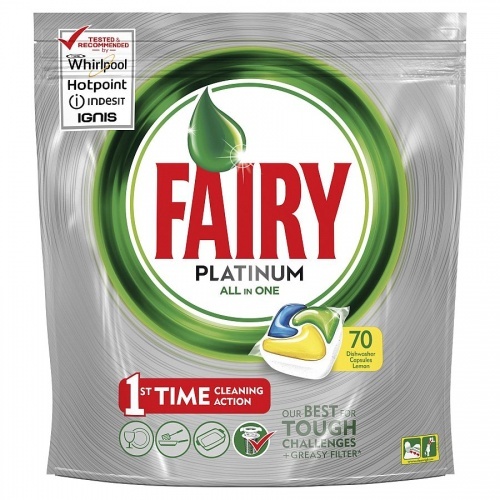 Таблетки Fairy Platinum All-in-1 Лимон для посудомоечной машины, 70 шт